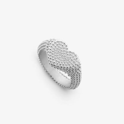 Bague coeur à pois en argent